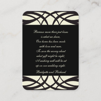 Cartes de siège Mariage Art déco en crème noire