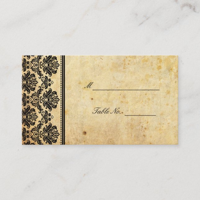 Cartes de siège Mariage damassé vintages (Devant)