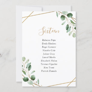 Cartes de siège Mariage de table de verdure géomét