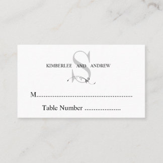 Cartes de siège Mariage Monogramme crème élégante