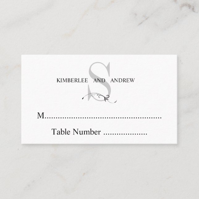 Cartes de siège Mariage Monogramme crème élégante (Devant)