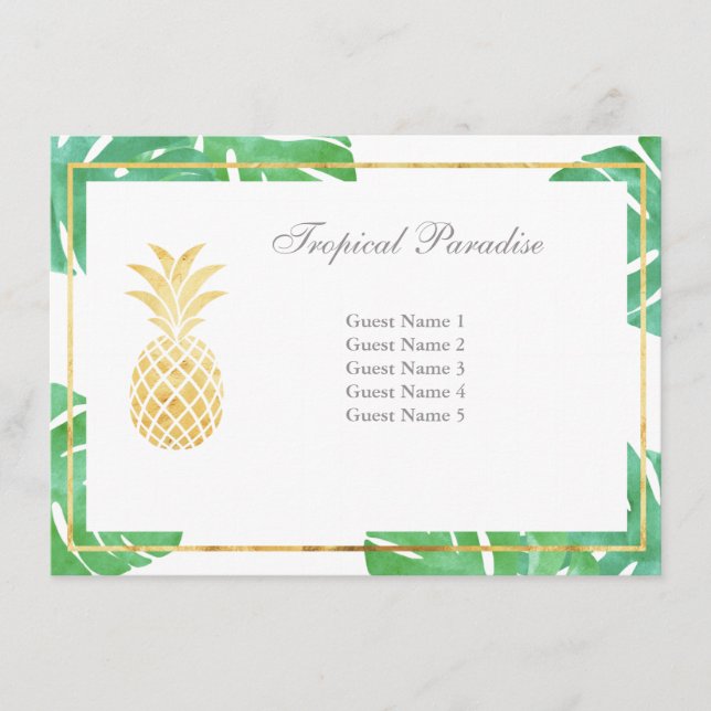 Cartes de Siège Or Tropical Pineapple (Devant)