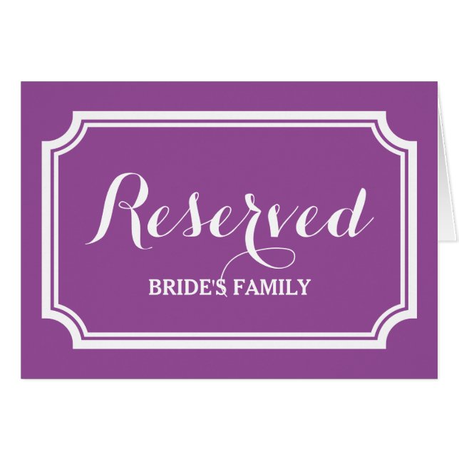 Cartes de siège ou de table réservées pour mariage (Devant Horizontal)