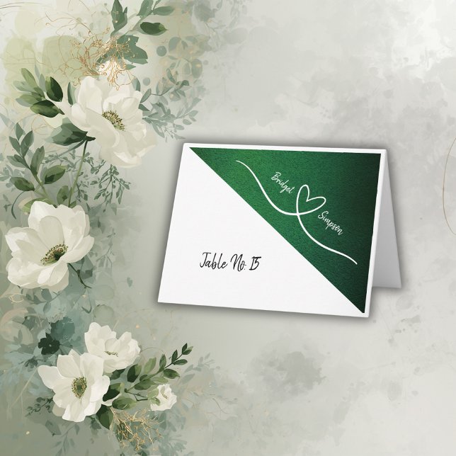 Cartes de siège pour invités élégantes et vert éme (Créateur téléchargé)