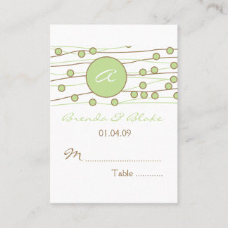 Cartes de siège pour Mariage Monogramme vert