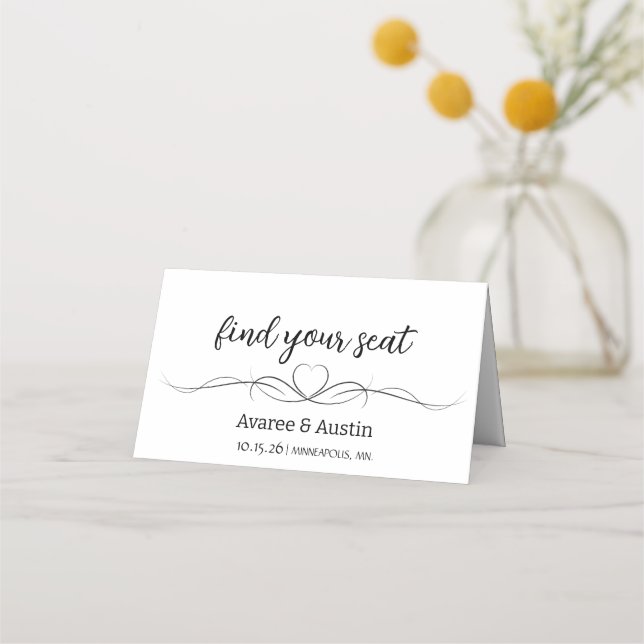 Cartes de Siège pour Table de Mariage Blanche (Devant)