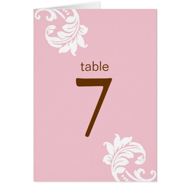 Cartes de siège pour table en damas rose (Devant)