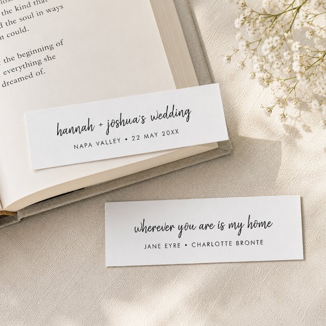 Cartes de signet miniatures | Cadeau de mariage so (Personalized mini bookmark cards for wedding favors, place settings, and keepsakes.)