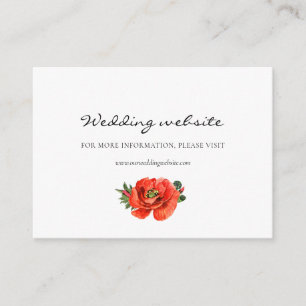 Cartes de site de mariage à l'aquarelle coquelicot