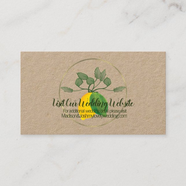 Cartes de site de mariage à l'aquarelle rustique C (Devant)