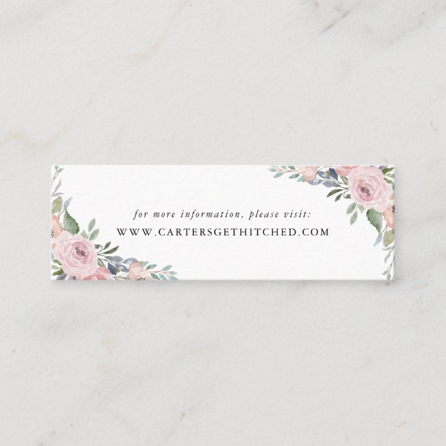 Cartes de site web de mariage florales rose poussi (Devant)