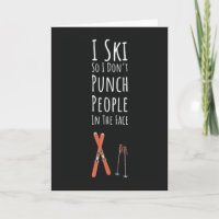 Cartes de ski amusantes Humour de ski Skieur Sport