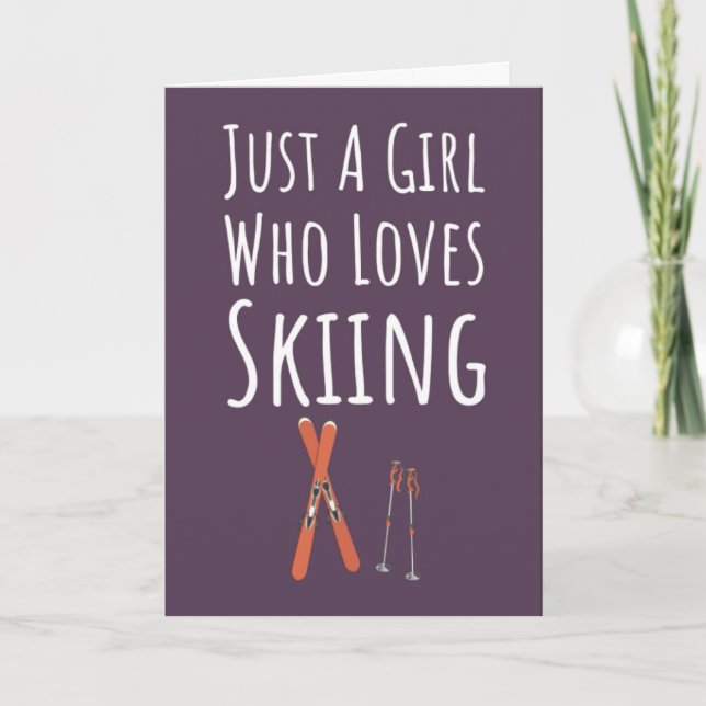 Cartes de ski roses mignonnes pour bébés filles en (Devant)