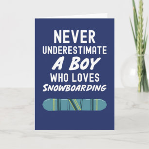 Cartes de snowboardeur bleu marine mignonnes pour