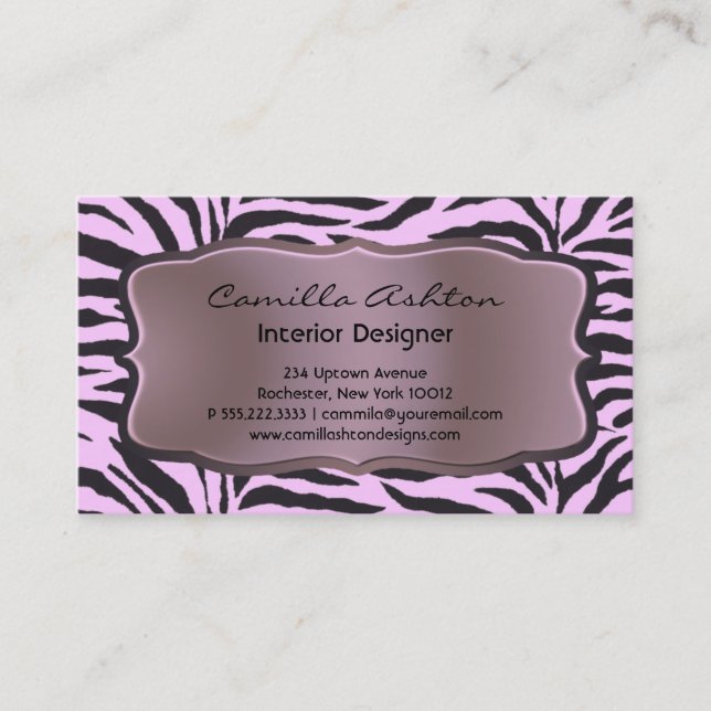 Cartes de société Pink Zebra (Devant)
