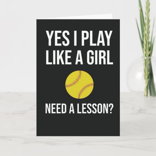 Cartes de softball mignonnes pour joueuses d'équip (Devant)