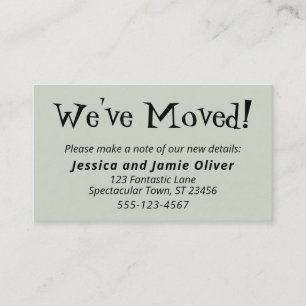 Cartes De Sortie Vertes De Sage "We have Moved"