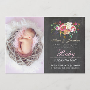 Cartes de stat de bébé de faire-part de naissance