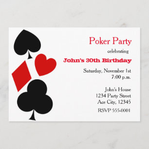 Cartes de suites de invitations de partie de poker