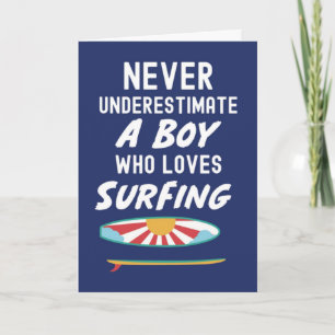 Cartes de Surfeur Bleu Marine Pour Enfants Garçons