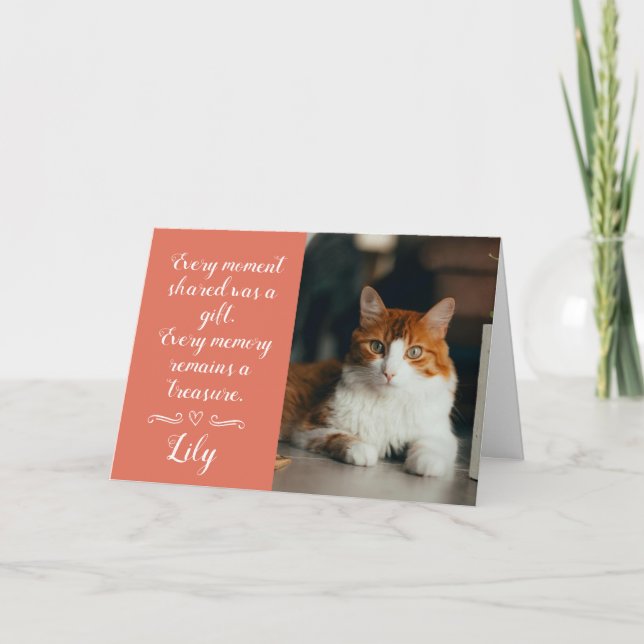 Cartes de sympathie pour perte de chat Photo & nom (Devant)