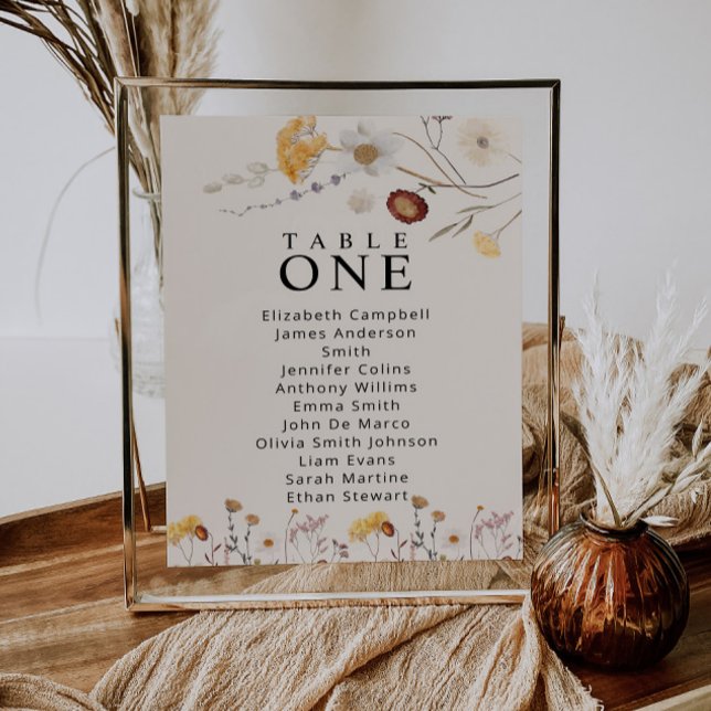 Cartes de table à fleurs Boho sauvage Chard (Créateur téléchargé)