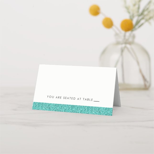 Cartes de Table à l'Aspect Pailleté Bleu Turquoise (Devant)