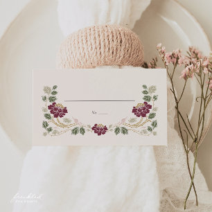 Cartes de table Art Nouveau florales en bordeaux