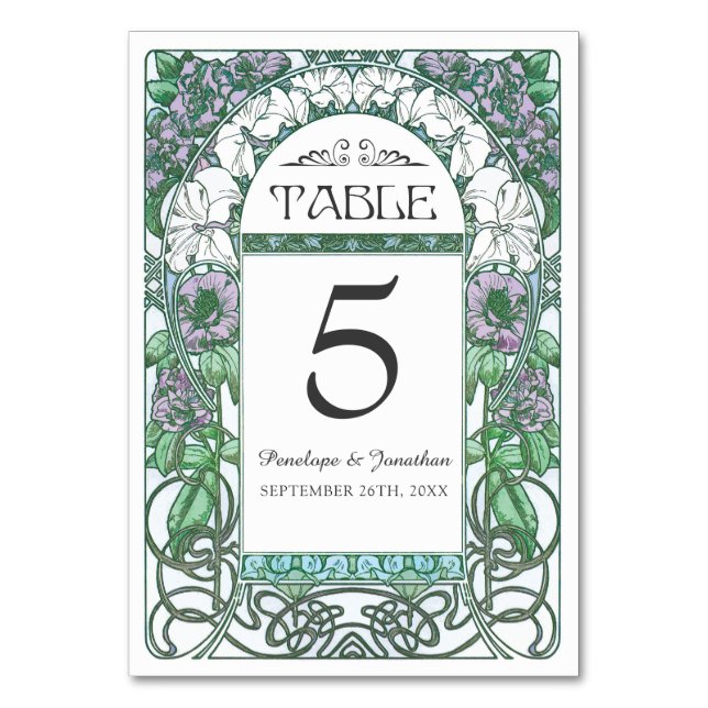 Cartes de table Art Nouveau Mariage (Set #2) (Par défaut)