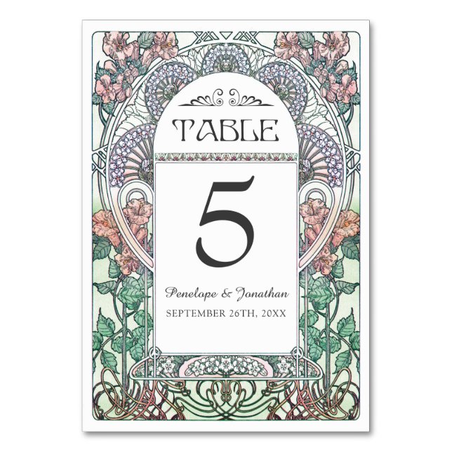 Cartes de table Art Nouveau Mariage (Set #3) (Par défaut)