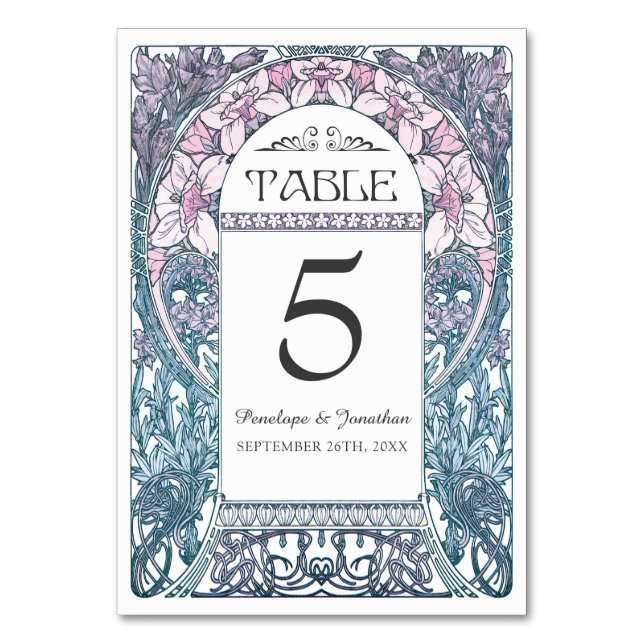 Cartes de table Art Nouveau Mariage (Set #8) (Par défaut)
