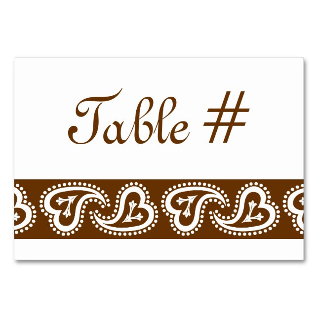 Cartes de table au chocolat pour les Paisley doux (Devant)