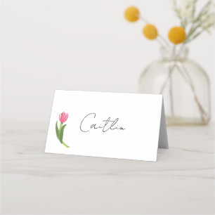 Cartes de table au tulipe rose