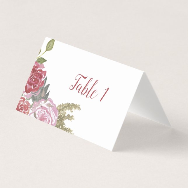 Cartes de table aux roses aquarelles (Front)