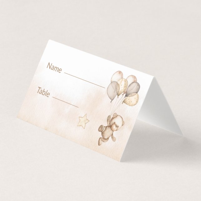 Cartes de table Baby shower bébé ours (Front)