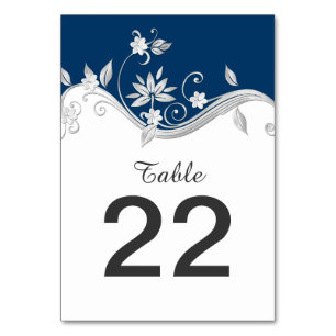 Cartes de table bleu argenté marine