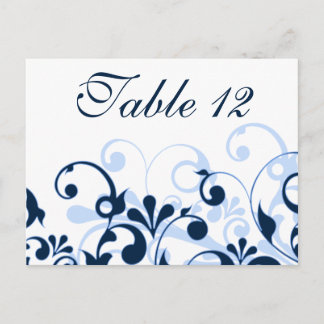 Cartes de table bleu marine, bleu pâle et blanc Ma