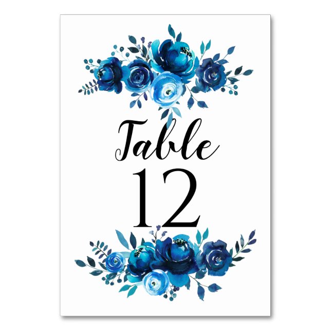 Cartes de table Blue Peonies Numéro de tableau du  (Par défaut)