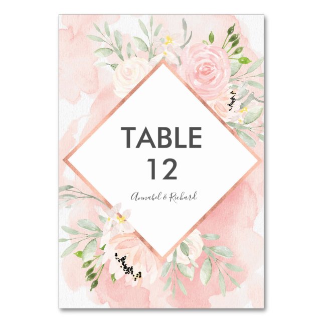 Cartes de table Blush Pink Floral Mariage (Par défaut)