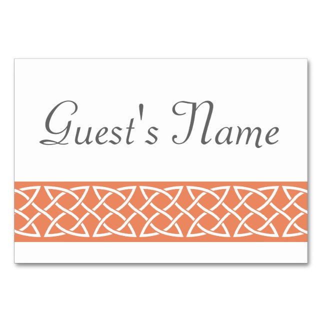 Cartes de table Celtic Weave Hearts in Coral (Devant)