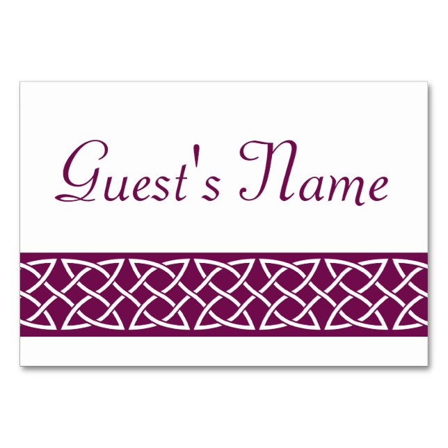 Cartes de table Celtic Weave Hearts in Wine (Devant)
