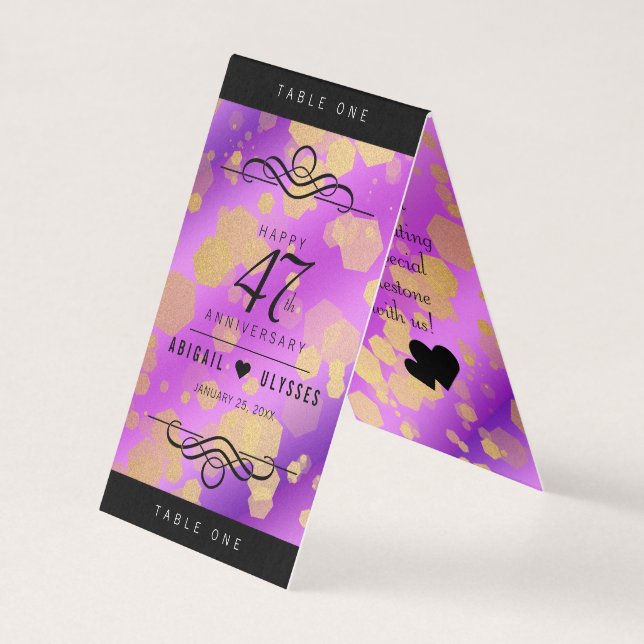 Cartes de table chic 47th Amethyst Mariage Anniver (Front)
