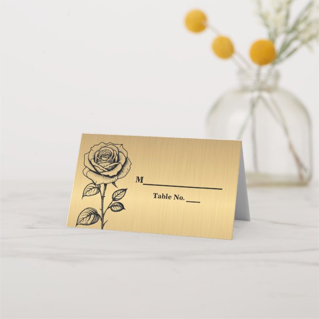 Cartes de table classiques or noir rose (Devant)
