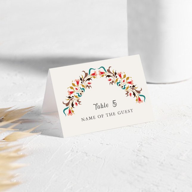 Cartes de table de couronne florale romantique élé (Créateur téléchargé)