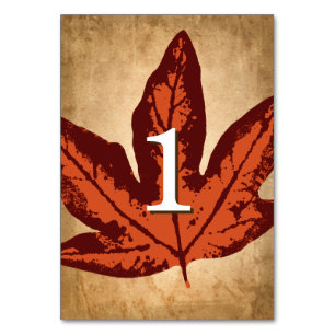 Cartes de table de feuilles d'automne Mariage de