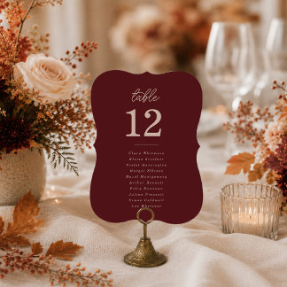 Cartes de table de graphique de sièges de vin prof