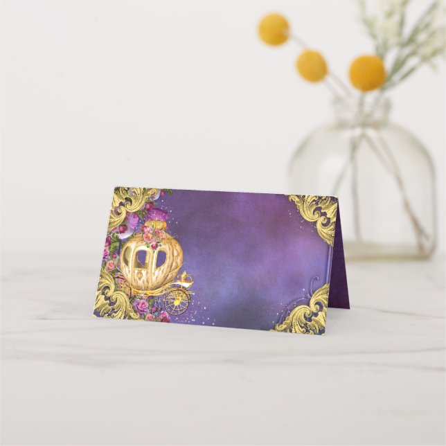 Cartes de table de la princesse au carrosse en or  (Devant)