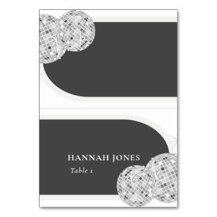 Cartes de table de mariage à boule disco rétro Hal