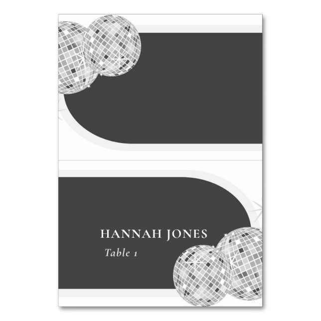 Cartes de table de mariage à boule disco rétro Hal (Par défaut)