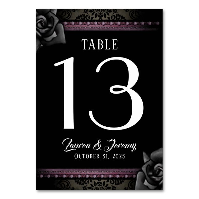 Cartes de table de Mariage à correspondance gothiq (Dos)